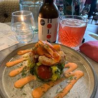 Seaside cocktail - Plant shrimp, cured carrot, babygem, avocado, cucumber, dill, Marie-rose at Beck Hall in Malham