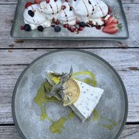Pomegranate Pavlova and lemon chia cheesecake   at Beck Hall in Malham