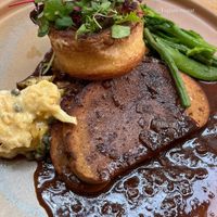 There was lots more veg under the Yorkshire pudding and more in bowls on the table . This is the chicken seitan roast . I was stuffed   at Beck Hall in Malham