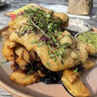 The best banana blossom and chips, ever.  at Beck Hall in Malham