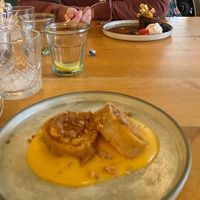 Sticky toffee pudding and apricot jam roly poly  at Beck Hall in Malham