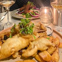 Kofte and ‘fish’ and chips  at Beck Hall in Malham
