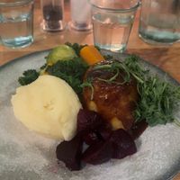 Stroganoff pudding with delicious mash and veg  at Beck Hall in Malham