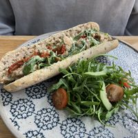 Pumpkin-seed pesto chicken baguettee  at Beck Hall in Malham