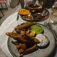 Fish and chips ( chilli lime peas )   at Beck Hall in Malham