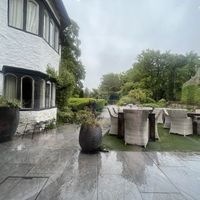 Outside Area (raining whilst we were here)  at Beck Hall in Malham