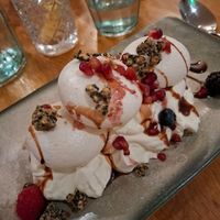 Pavlova with Pomegranate and Sesame Crumble at Beck Hall in Malham
