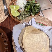 Pozole accompaniments   at Na Tlali in Mexico City