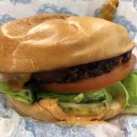 Vegan chipotle avocado burger  at LEON - Canary Wharf in London