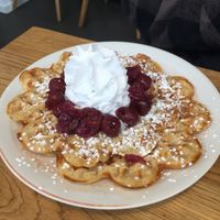Waffles with coconut cream  at Cafe Isla in Stuttgart