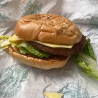 LOVe burger (tasted much better than it looks!) at LEON - Victoria Station in London