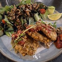 A-3 Brunch - corn patties, guacamole, salsa, mushrooms at BaganHood 蔬食餐酒館 in Taipei