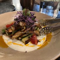 Roasted zucchini and king oyster mushroom with basil cashew sauce at BaganHood 蔬食餐酒館 in Taipei