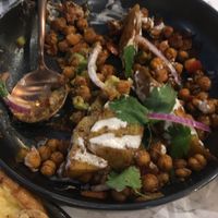 Forgot to take a pic before starting to eat, but this dish is soooo good! Baked sweet potatoes, chickpeas, avocado sauce etc.  at BaganHood 蔬食餐酒館 in Taipei