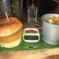 Black bean sweet potato burger at Fat Cats in 