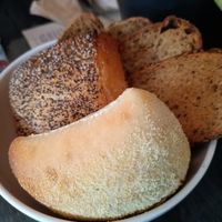 Big bowl of bread(one bowl each for breakfast) at Monkey Mind in Berlin