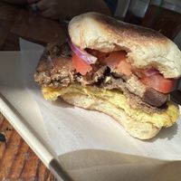 “Egg McMuffin” (added onion & tomato)  at Sunflower Bakehouse in Nashville