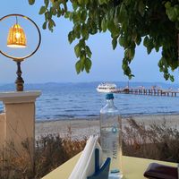 The view  at Roussos Restaurant in Corfu
