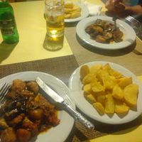 Briam and chips at Roussos Restaurant in Corfu