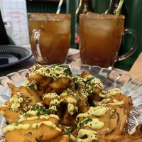 Bunyuelos and micheladas  at Romero Verde in Madrid