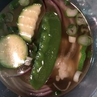 Vegan pho soup base  at The Rolling Spring Roll in Farmingdale