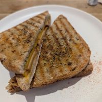 Vegan grilled-cheese sandwich at Virgule in Toulouse