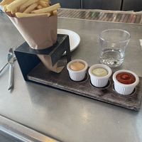 French fries with three home made sauces    at Wildseed in San Francisco