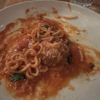 What’s left of the spaghetti and neat balls  at Wildseed in San Francisco