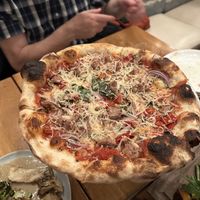 Italian ‘sausage’ pizza   at Wildseed in San Francisco