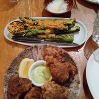 Wild mushroom fritters and asparagus at Wildseed in San Francisco