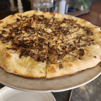 Mushroom pizza with bechanel sauce (no tomato sauce....excellent)!! at Wildseed in San Francisco