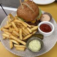 Chickpea mushroom veggie patty  at Wildseed in San Francisco