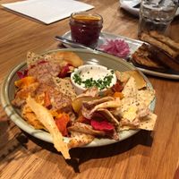 Harissa spiked vegetable chips  at Wildseed in San Francisco