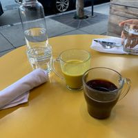Amazing Goldenmilk latte (contains honey), May be the only item on the menu not 100% vegan. Surprisingly good drip coffee that could rival any third wave shop.  at Wildseed in San Francisco