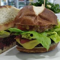 Burger at Yello Vegan Cafe & Creative Arts Center in Fort Lauderdale