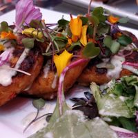 Palm cakes at Yello Vegan Cafe & Creative Arts Center in Fort Lauderdale