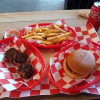 Dimmies 🥟 fries 🍟 parma 🐔 burger 🍔 at Lord of the Fries in South Yarra