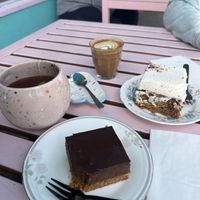 Vegan Millionaire slice, Carrot cake & oat drinks  at Heirloom in Edlesborough