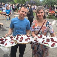 Cake for the mākete’s first birthday October 2020 at Vegan Night Market in Christchurch