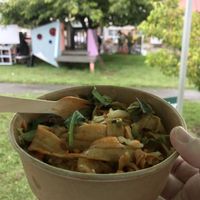 Handmade noodles from Two Lazy Bears Bang Bang Noodles  at Vegan Night Market in Christchurch