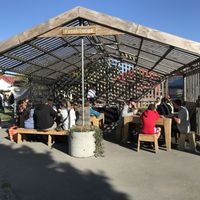 Outdoor seating at the Mākete  at Vegan Night Market in Christchurch