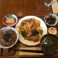 Okara and Konjac Chili Sauce fry at Hitokokyu in Tokyo