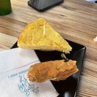 Pincho vegetariano tortilla de patatas y crep de hongos at Labarra Taberna in Zumaia