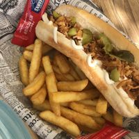 Hotdog was quite alright thought I found the sausage a bit soft if eaten by itself  at Labarra Taberna in Zumaia