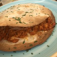 Quesadilla- a bit salty and strong tasting for my liking- didn’t finish it   at Labarra Taberna in Zumaia