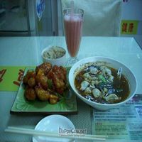 Sweet and Sour ribs & dumplings in red oil at Loving Hut - Xiushui in Beijing