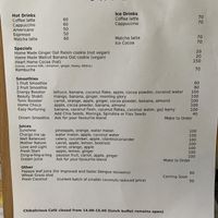 Menu at Chikalicious in Koh Phangan