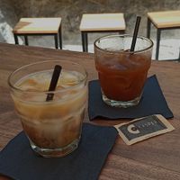 Ice coffee with soy milk and americano with ice at Casper Bar in Budva