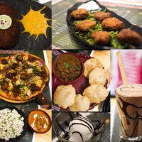 In the frame:
Fysh fry,
Fysh nuggets,
Chycken tikka pizza,
Luchi & kosha mangsho,
Jeera rice &  chycken butter masala,
Vegan ice cream,
Chocolate loveshake.
 at Ubuntu Eat in Kolkata