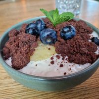 Milk Rice dessert with Chocolate crumble at Nude Food in Augsburg